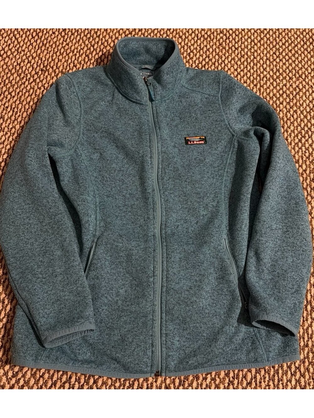 L.L.Bean Fleece Jacket Full Zip Blue Heathered Womens Large